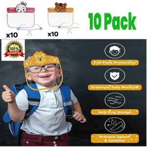 10 PACK Safety Full Face Shield Kids Reusable